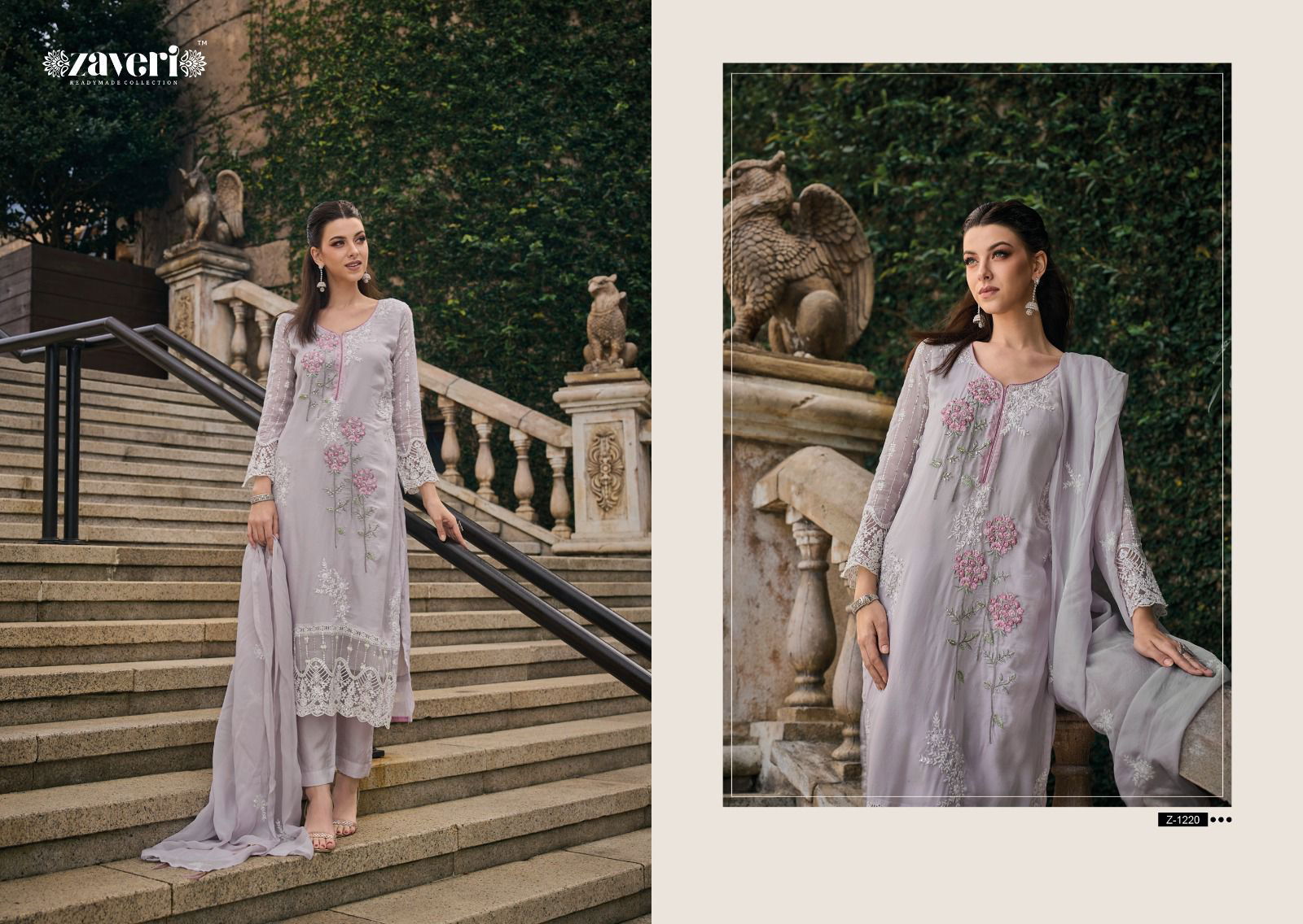 Zaveri Femina Soft Organza Designer Readymade Suits Catalog
